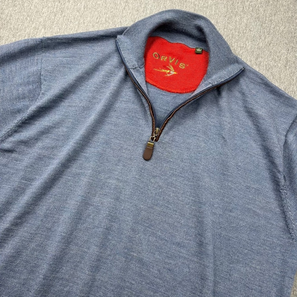 Orvis Merino Wool 1/4 Zip Sweater 2.0 Mens XL Blue Long Sleeve 9G6T